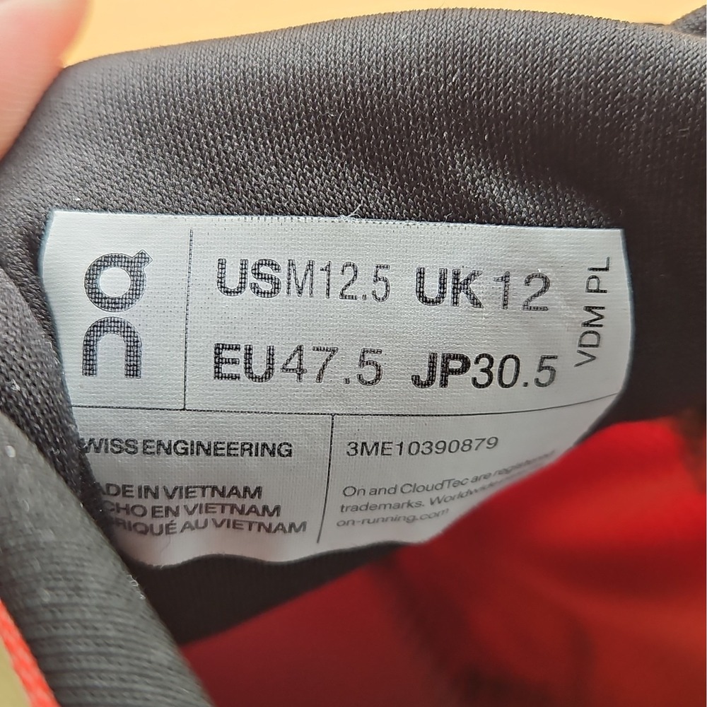 On Cloud Running Shoes Men's Size 12.5 Orange Black Helion Cloudtec Cloudspark - Picture 10 of 11